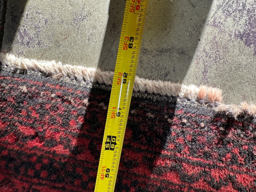 Vintage Handmade Wool Afghan Baluchi Prayer Rug With Damage On Far End - See Photos 37' x 62'
 [Photo 8]