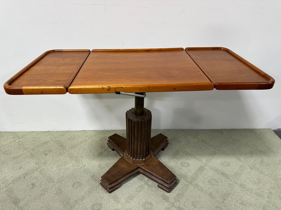 Vintage Teak Drop Leaf Yacht Table With Adjustable Height Functionality 47'W x 23'D x 31'H [Photo 4]