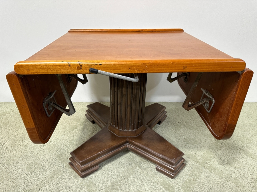 Vintage Teak Drop Leaf Yacht Table With Adjustable Height Functionality 47'W x 23'D x 31'H [Photo 2]