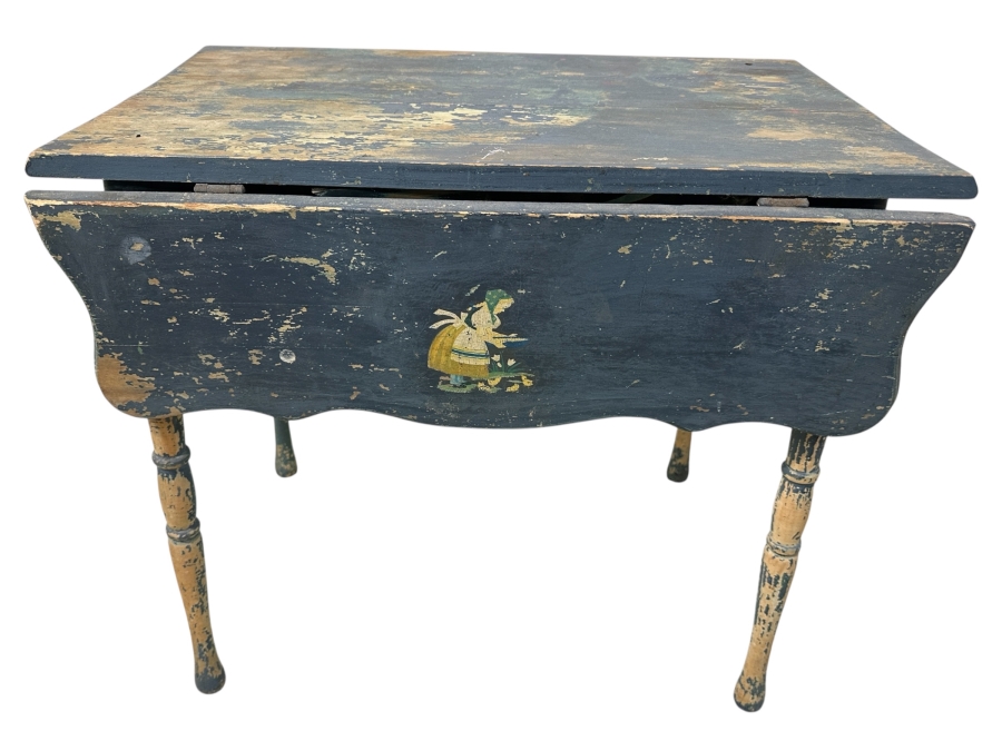 Vintage Hand Painted Drop-Leaf Table 28.5'W x 24'D x 22'H

