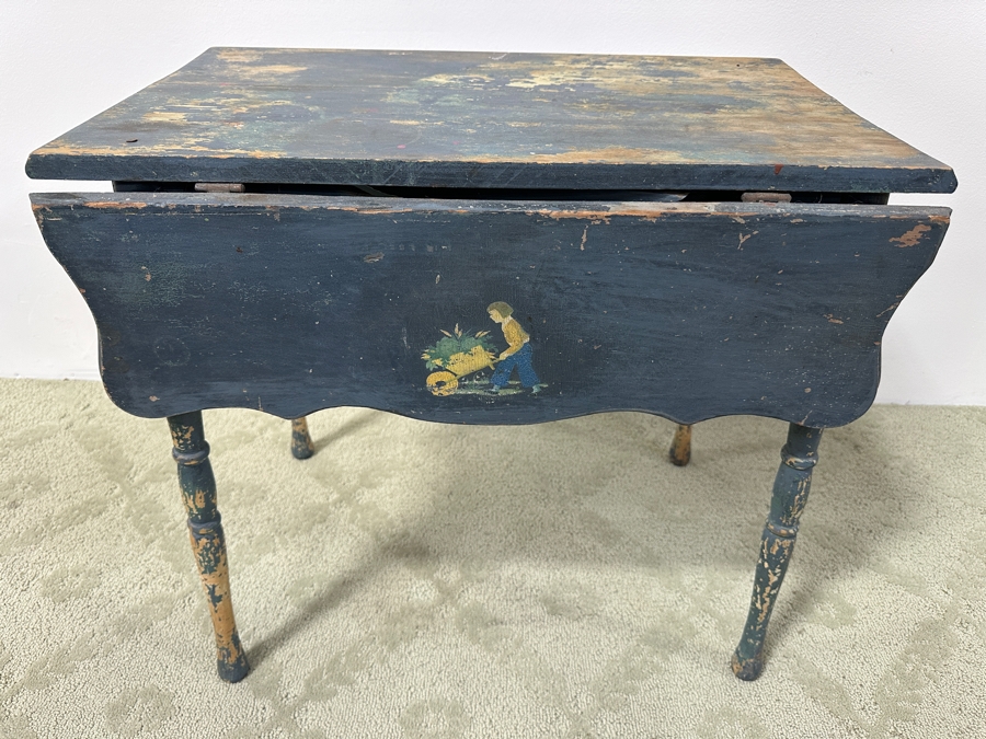 Vintage Hand Painted Drop-Leaf Table 28.5'W x 24'D x 22'H
 [Photo 2]