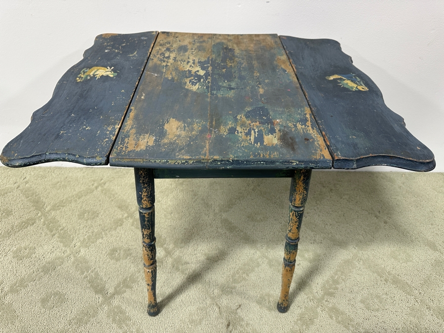 Vintage Hand Painted Drop-Leaf Table 28.5'W x 24'D x 22'H
 [Photo 4]