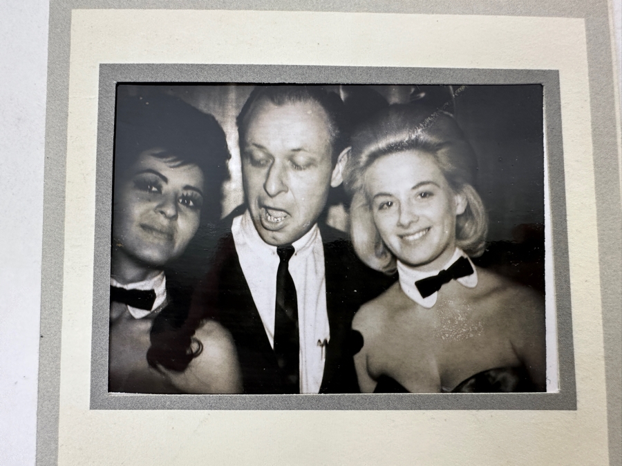 Vintage Playboy Bunnies Photograph Featuring Gigi And Sherrie With Playboy Club Foldout Postcard Featuring Young Hugh Hefner [Photo 2]