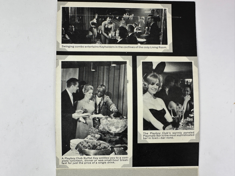 Vintage Playboy Bunnies Photograph Featuring Gigi And Sherrie With Playboy Club Foldout Postcard Featuring Young Hugh Hefner [Photo 3]