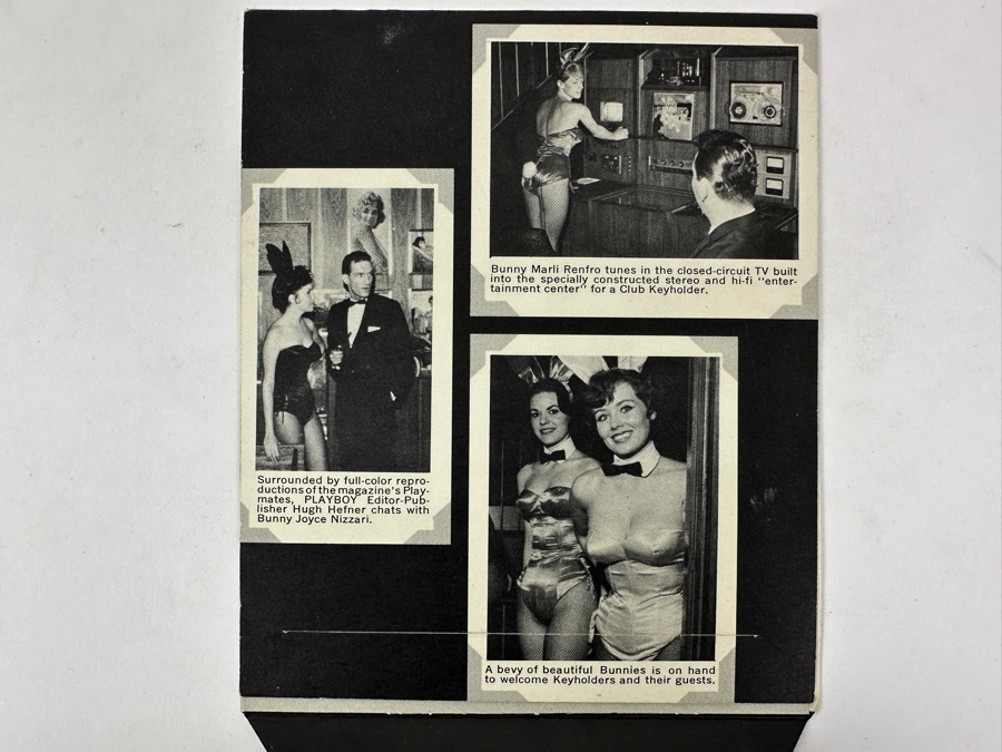 Vintage Playboy Bunnies Photograph Featuring Gigi And Sherrie With Playboy Club Foldout Postcard Featuring Young Hugh Hefner [Photo 4]