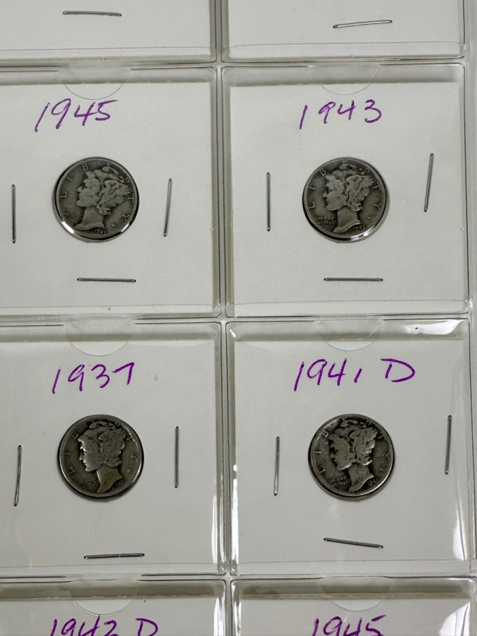 (20) Silver Winged Liberty Head Mercury Dimes Collection From 1937-1945 - See Photos For Details [Photo 6]