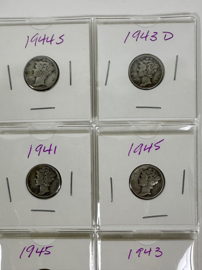 (20) Silver Winged Liberty Head Mercury Dimes Collection From 1937-1945 - See Photos For Details [Photo 4]