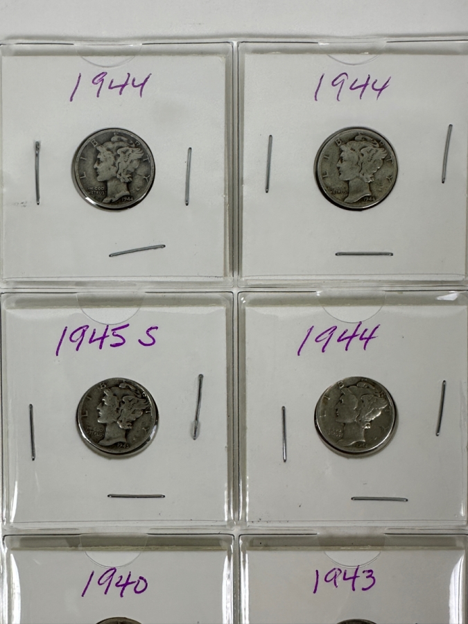 (20) Silver Winged Liberty Head Mercury Dimes Collection From 1937-1945 - See Photos For Details [Photo 3]