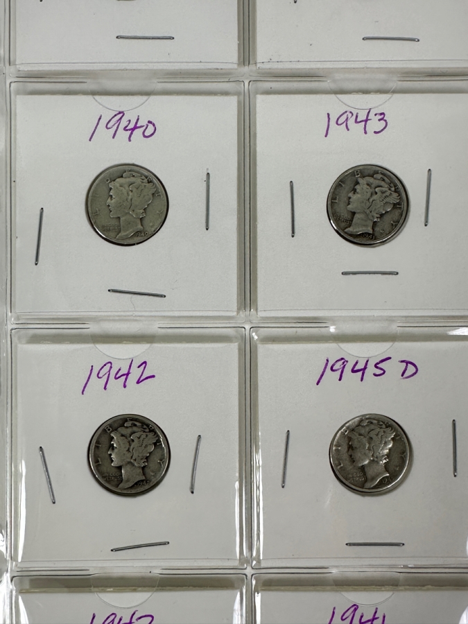(20) Silver Winged Liberty Head Mercury Dimes Collection From 1937-1945 - See Photos For Details [Photo 5]