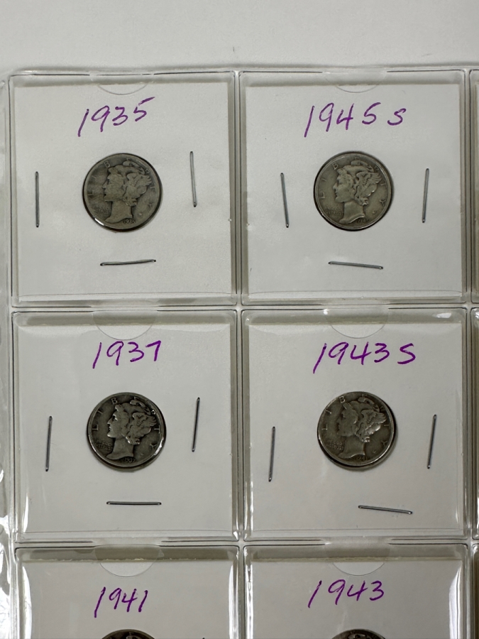 (20) Silver Winged Liberty Head Mercury Dimes Collection From 1935-1945 - See Photos For Details [Photo 3]