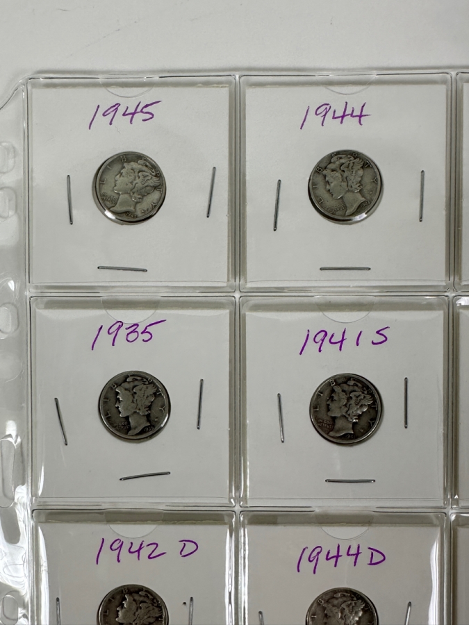 (20) Silver Winged Liberty Head Mercury Dimes Collection From 1937-1945 - See Photos For Details [Photo 2]