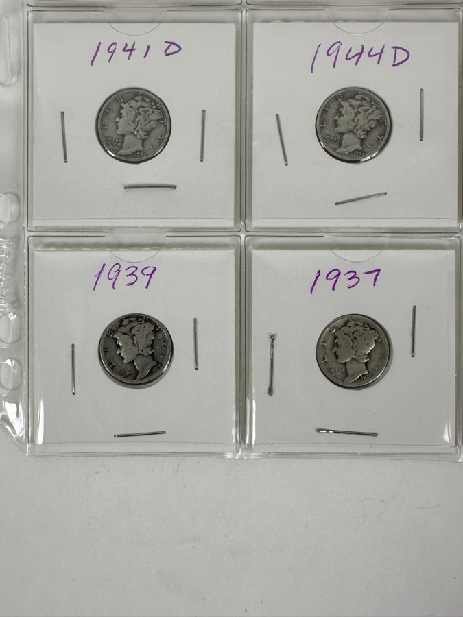 (20) Silver Winged Liberty Head Mercury Dimes Collection From 1937-1945 - See Photos For Details [Photo 6]