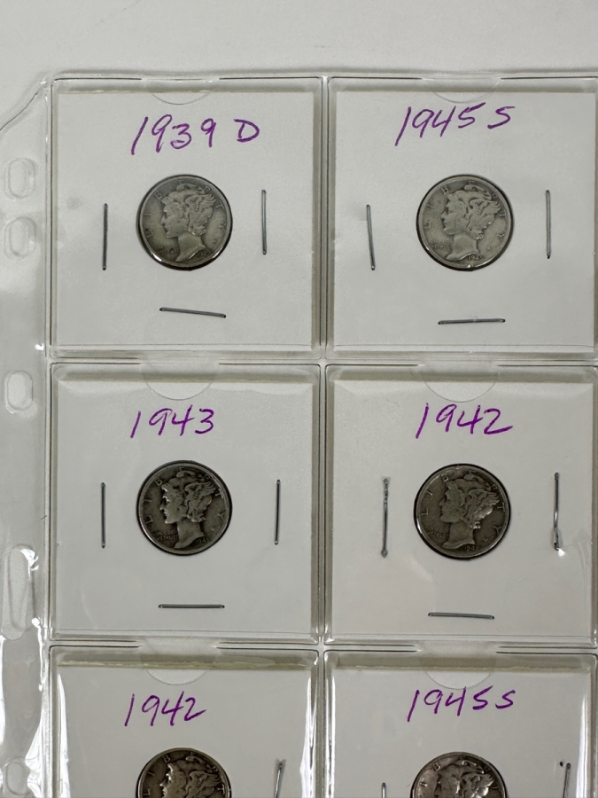 (20) Silver Winged Liberty Head Mercury Dimes Collection From 1939-1945 - See Photos For Details [Photo 2]