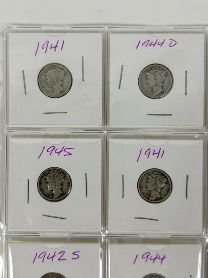 (20) Silver Winged Liberty Head Mercury Dimes Collection From 1936-1945 - See Photos For Details [Photo 2]