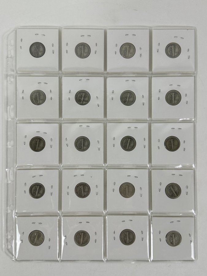(20) Silver Winged Liberty Head Mercury Dimes Collection From 1936-1945 - See Photos For Details [Photo 8]