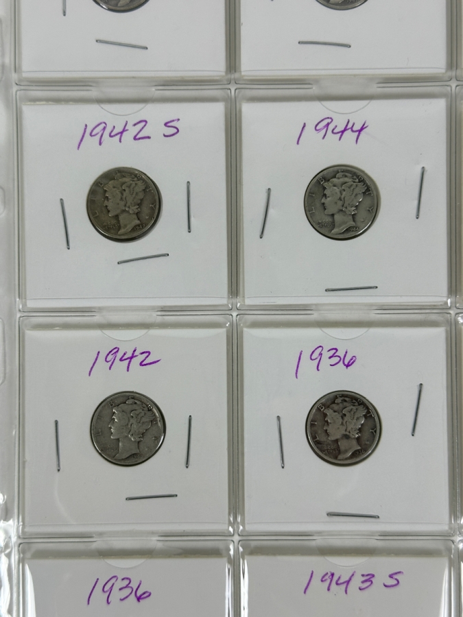 (20) Silver Winged Liberty Head Mercury Dimes Collection From 1936-1945 - See Photos For Details [Photo 4]