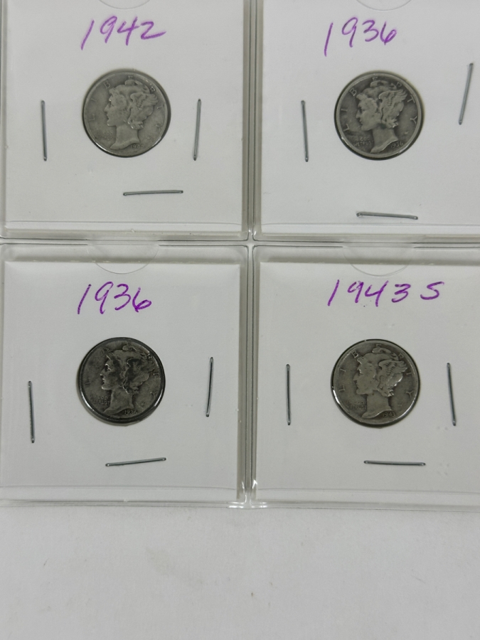 (20) Silver Winged Liberty Head Mercury Dimes Collection From 1936-1945 - See Photos For Details [Photo 6]