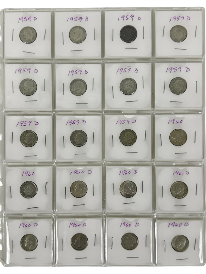 (20) Silver Roosevelt Dimes From 1959-1960 - See Photos For Details