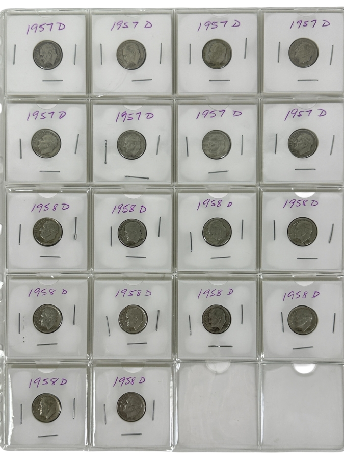 (18) Silver Roosevelt Dimes From 1957-1958 - See Photos For Details