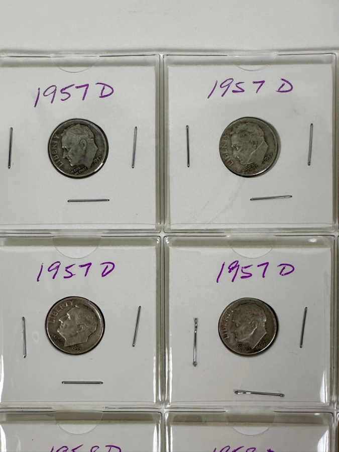(18) Silver Roosevelt Dimes From 1957-1958 - See Photos For Details [Photo 2]