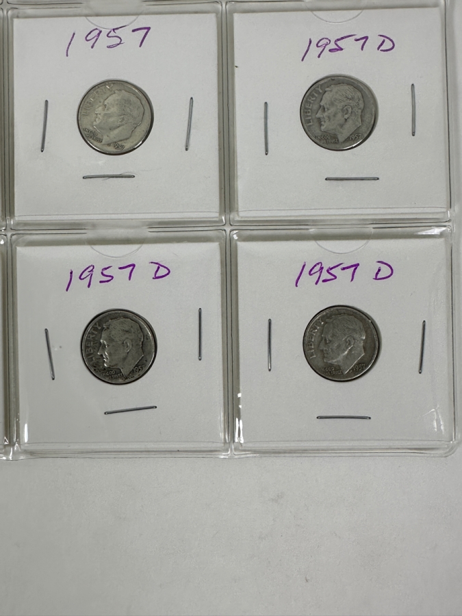 (20) Silver Roosevelt Dimes From 1957 - See Photos For Details [Photo 7]