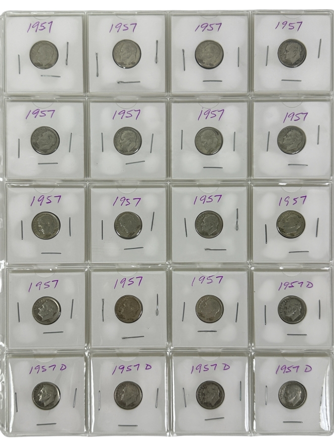 (20) Silver Roosevelt Dimes From 1957 - See Photos For Details