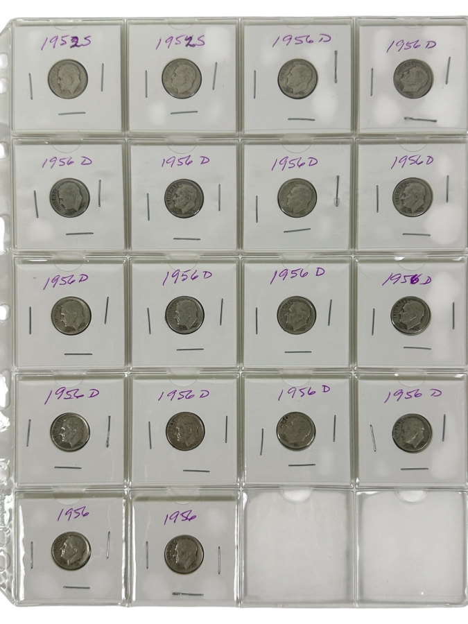 (18) Silver Roosevelt Dimes From 1952-1956 - See Photos For Details