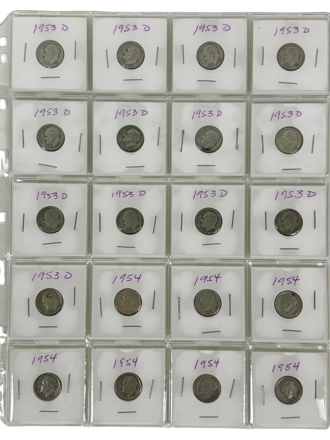 (20) Silver Roosevelt Dimes From 1953-1954 - See Photos For Details