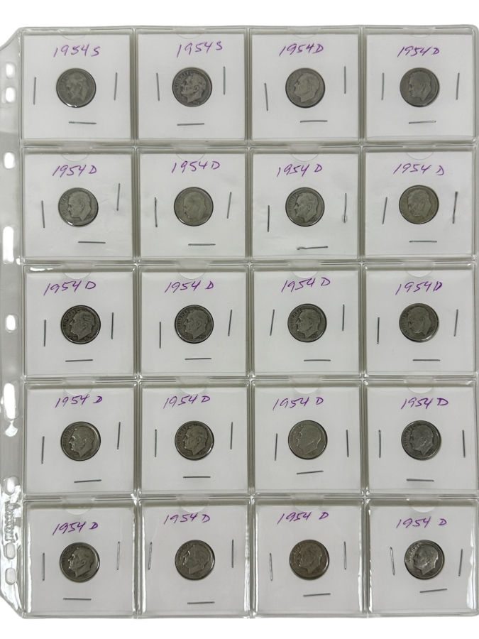 (20) Silver Roosevelt Dimes From 1954 - See Photos For Details