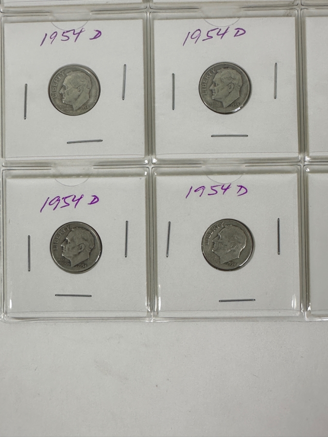 (20) Silver Roosevelt Dimes From 1954 - See Photos For Details [Photo 6]