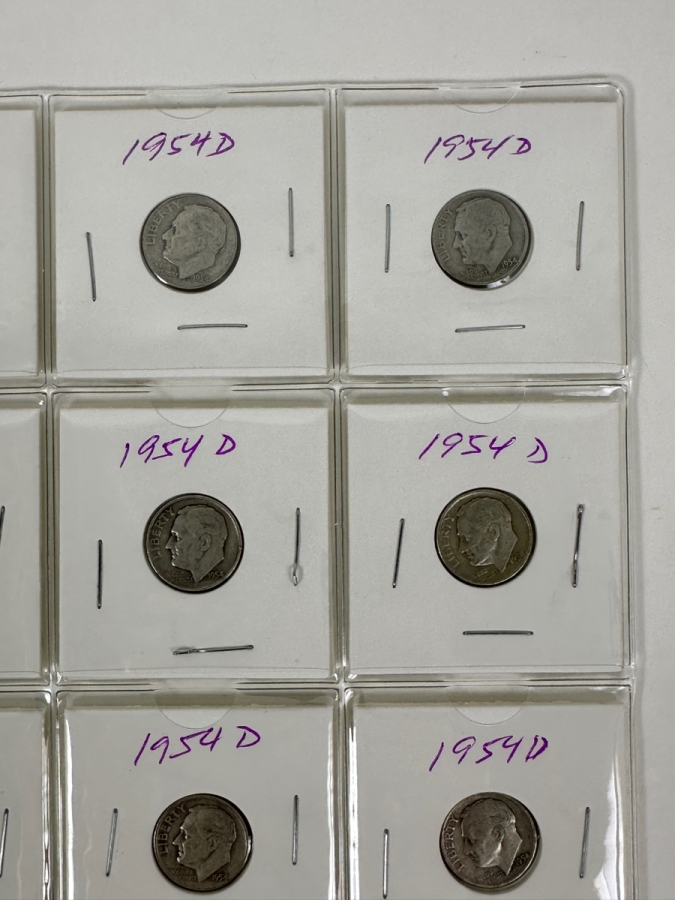 (20) Silver Roosevelt Dimes From 1954 - See Photos For Details [Photo 3]
