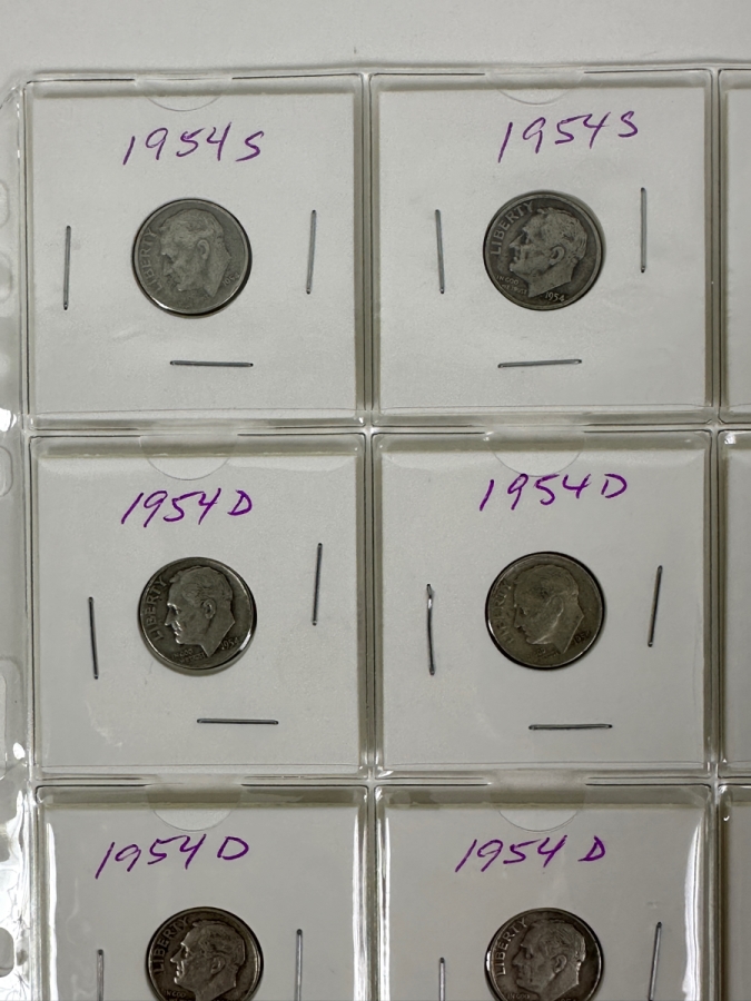 (20) Silver Roosevelt Dimes From 1954 - See Photos For Details [Photo 2]