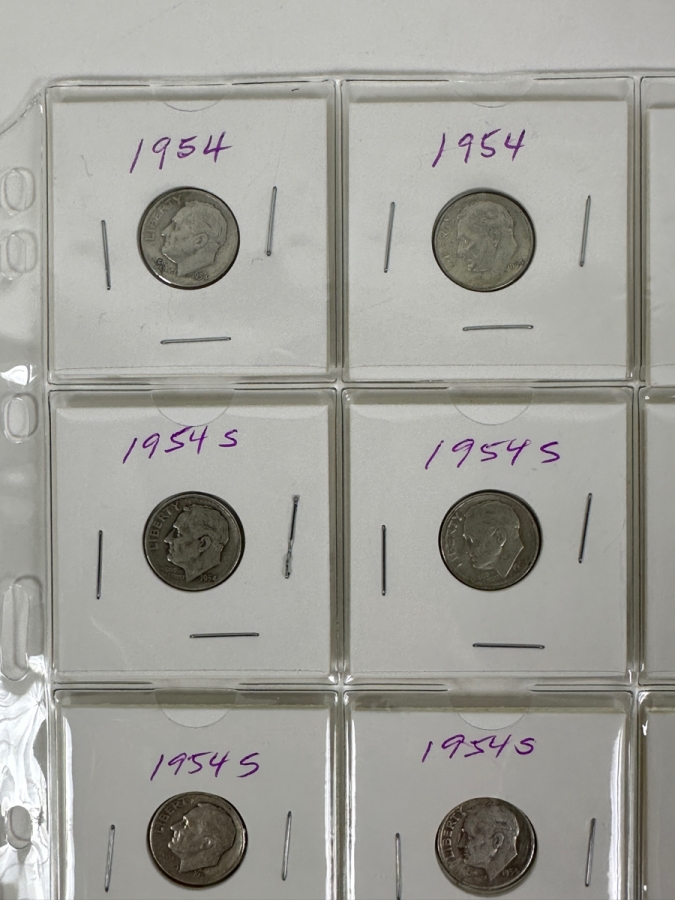 (20) Silver Roosevelt Dimes From 1954 - See Photos For Details [Photo 2]