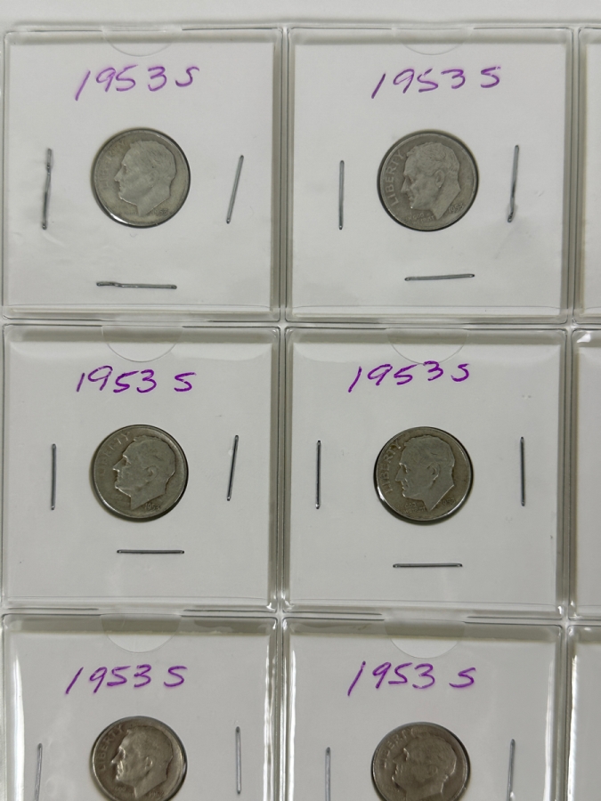 (20) Silver Roosevelt Dimes From 1953 - See Photos For Details [Photo 2]