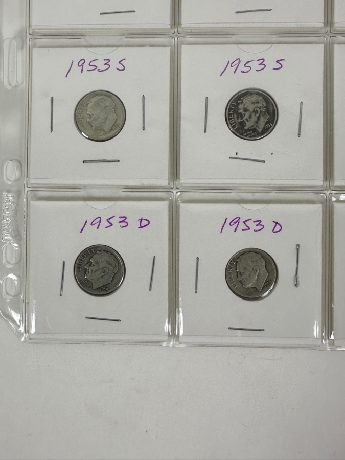 (20) Silver Roosevelt Dimes From 1953 - See Photos For Details [Photo 6]