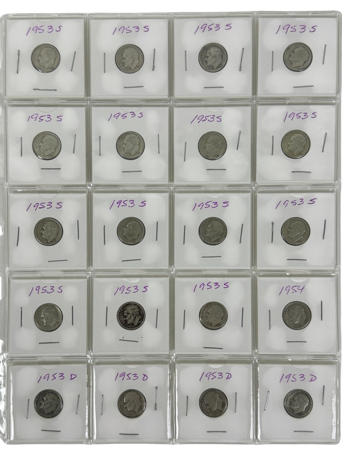 (20) Silver Roosevelt Dimes From 1953 - See Photos For Details