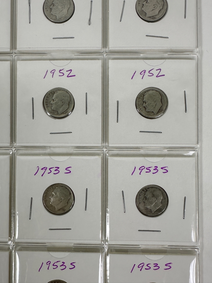 (20) Silver Roosevelt Dimes From 1952-1953 - See Photos For Details [Photo 5]