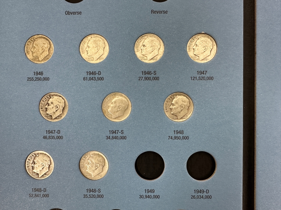 Collection Of (36) Silver Roosevelt Dimes From 1946-1964 In Whitman Coin Folder - See Photos [Photo 2]