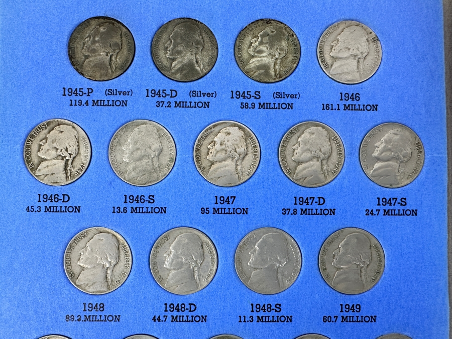 Complete Collection Of (65) Jefferson Nickels From 1938 To 1961 Including (8) Silver Nickels [Photo 4]