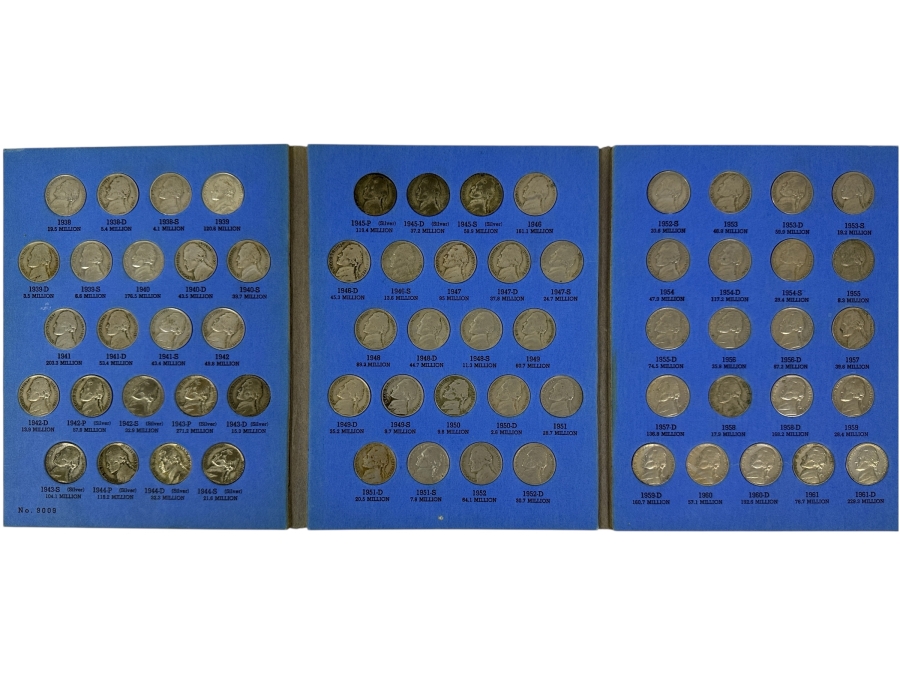 Complete Collection Of (65) Jefferson Nickels From 1938 To 1961 Including (8) Silver Nickels