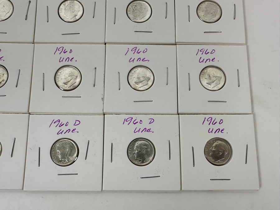 (20) Uncirculated Silver Roosevelt Dimes From 1960 - See Photos For Details [Photo 5]