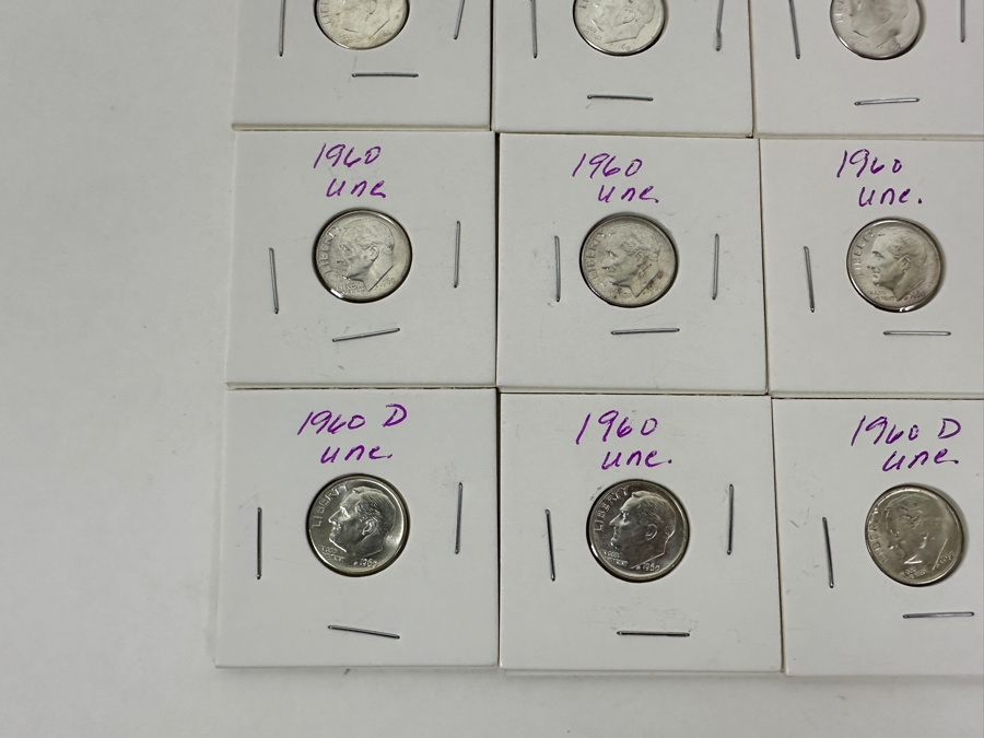 (20) Uncirculated Silver Roosevelt Dimes From 1960 - See Photos For Details [Photo 4]