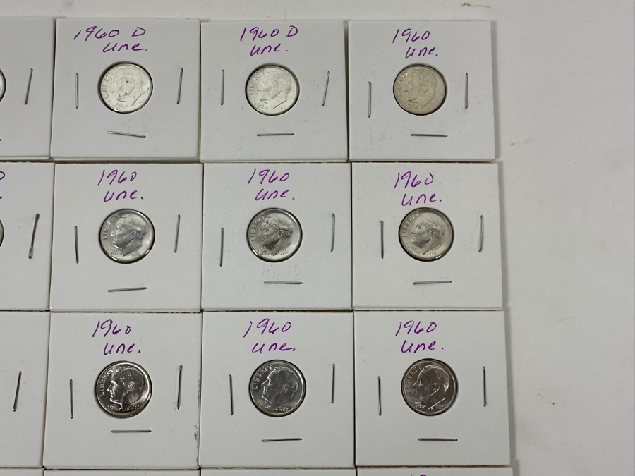 (20) Uncirculated Silver Roosevelt Dimes From 1960 - See Photos For Details [Photo 3]