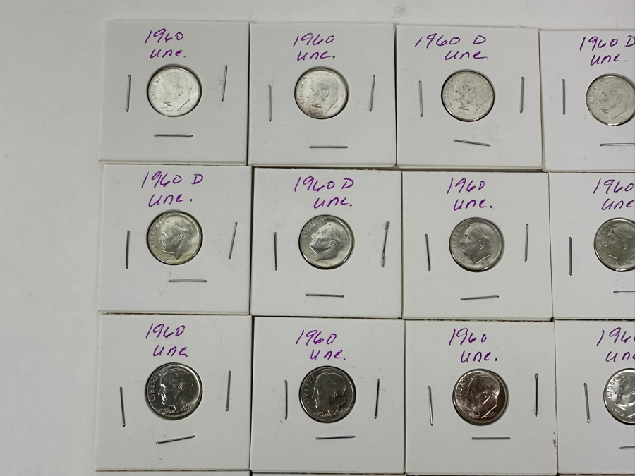 (20) Uncirculated Silver Roosevelt Dimes From 1960 - See Photos For Details [Photo 2]