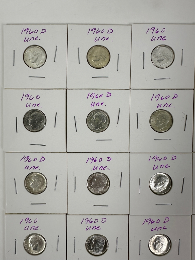 (22) Uncirculated Silver Roosevelt Dimes From 1960 and 1963, (7) Uncirculated 1963 Silver Washington Quarters And (1) Uncirculated 1963 D Silver Washington Quarter - See Photos For Details
 [Photo 2]