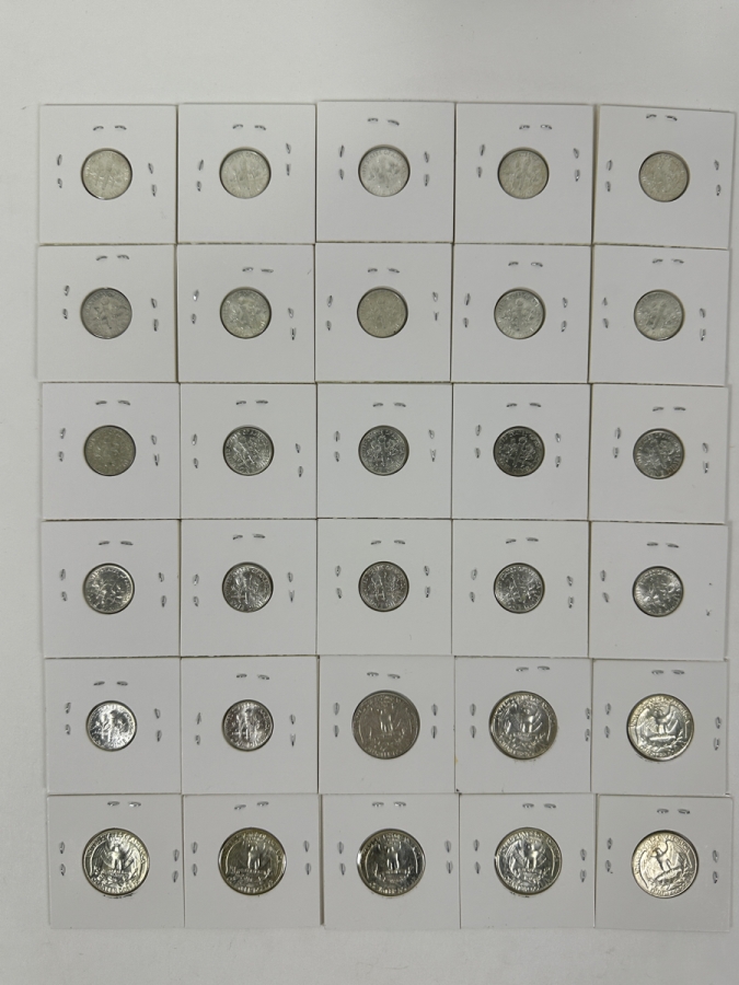 (22) Uncirculated Silver Roosevelt Dimes From 1960 and 1963, (7) Uncirculated 1963 Silver Washington Quarters And (1) Uncirculated 1963 D Silver Washington Quarter - See Photos For Details
 [Photo 6]