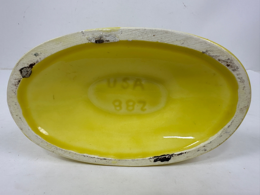 Vintage Camark Gladiola Fan Yellow Art Deco Vase Marked USA 288 13'W x 10'H [Photo 3]