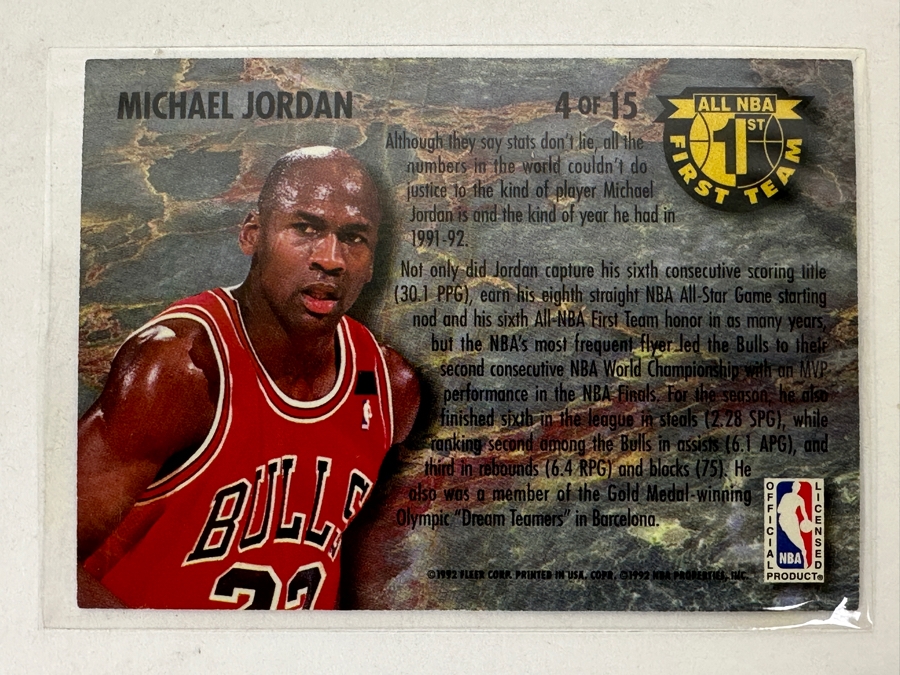 1992-93 Michael Jordan Fleer Ultra All-NBA First Team Insert Card [Photo 2]