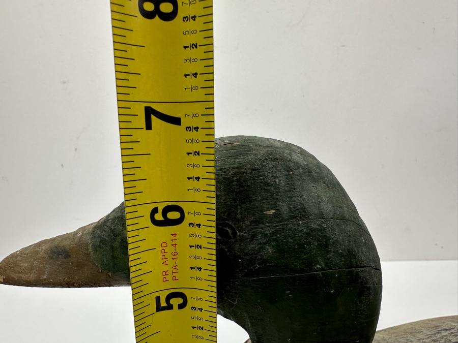 Vintage Hand-Painted And Carved Wooden Mallard Drake Duck Decoy 14'W x 6.5'H [Photo 7]