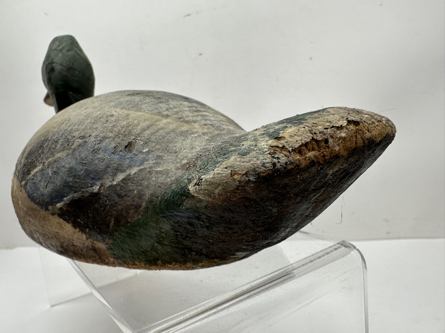 Vintage Hand-Painted And Carved Wooden Mallard Drake Duck Decoy 14'W x 6.5'H [Photo 4]